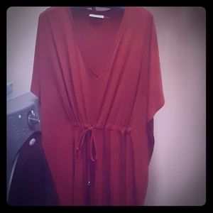 Calvin Klein Batwing deep red dress